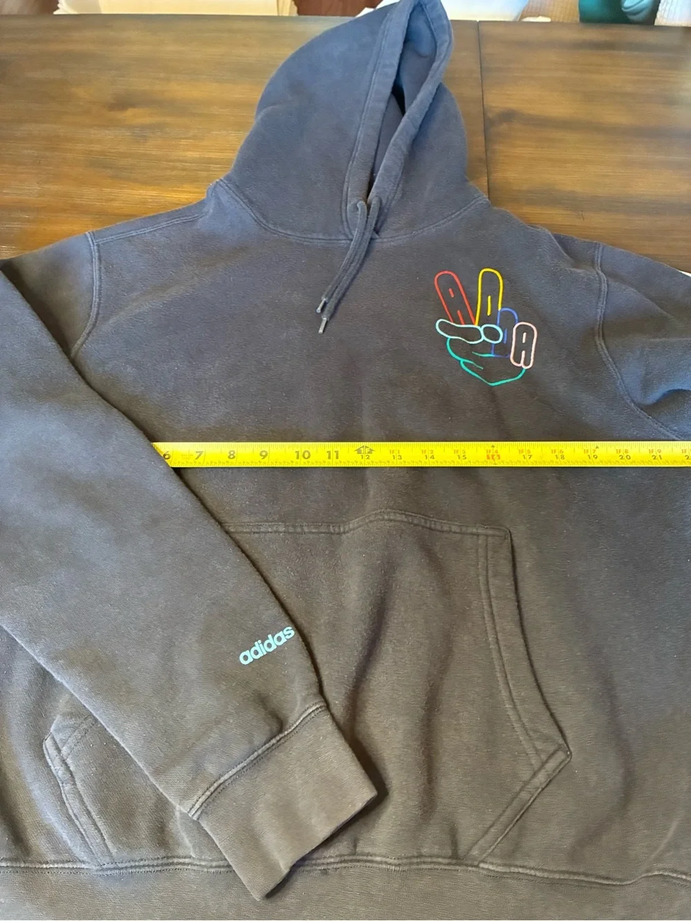 Adidas Black Graphic Peace Sign hoodie men